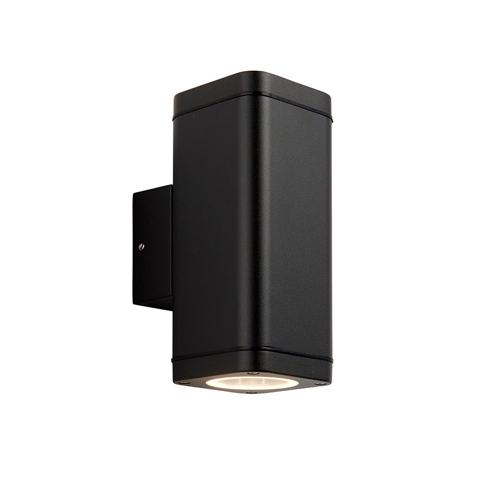 Endon Milton 2 Light Wall - Textured Black & Clear Glass