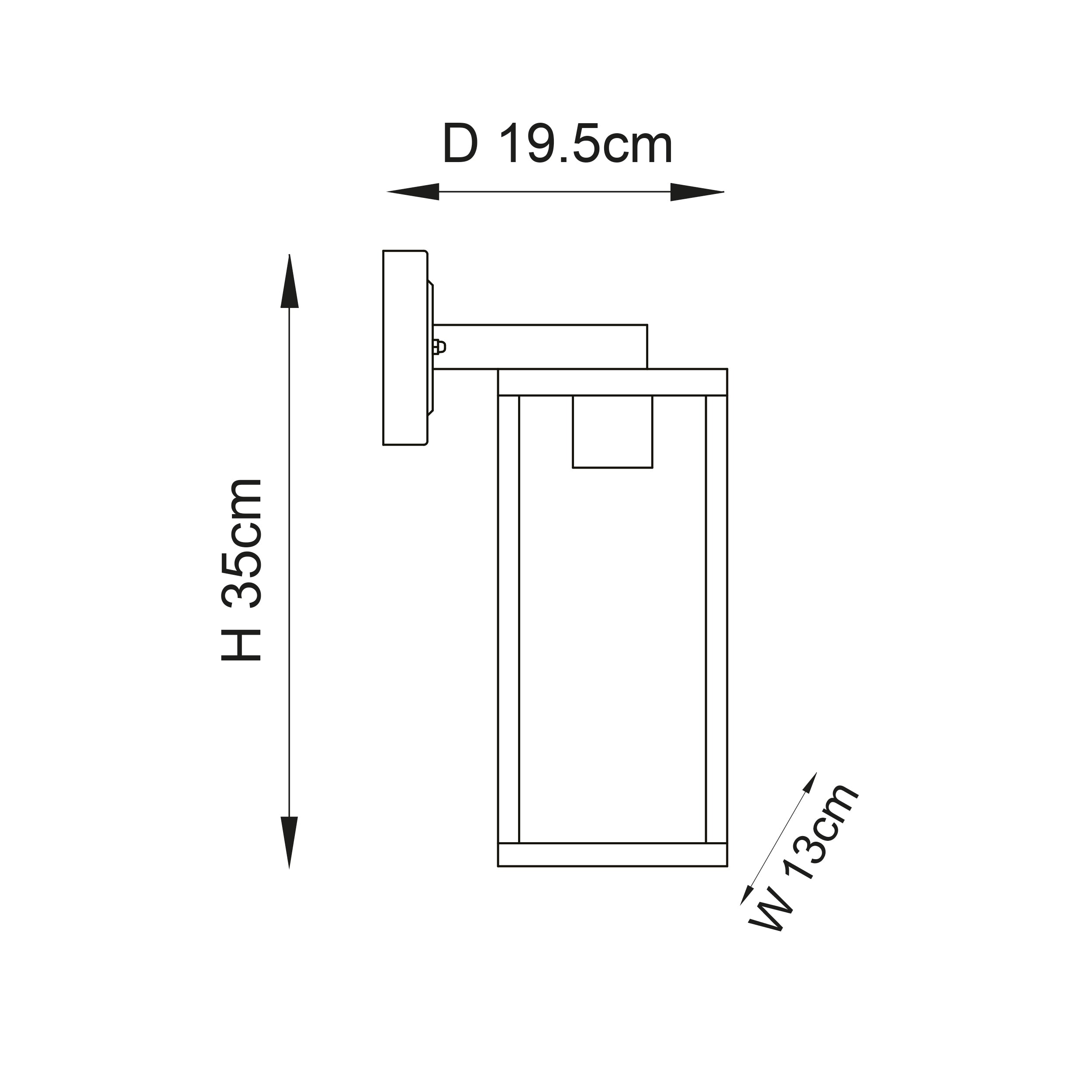 Endon Hamden Single Light Wall - Textured Black & Clear Glass