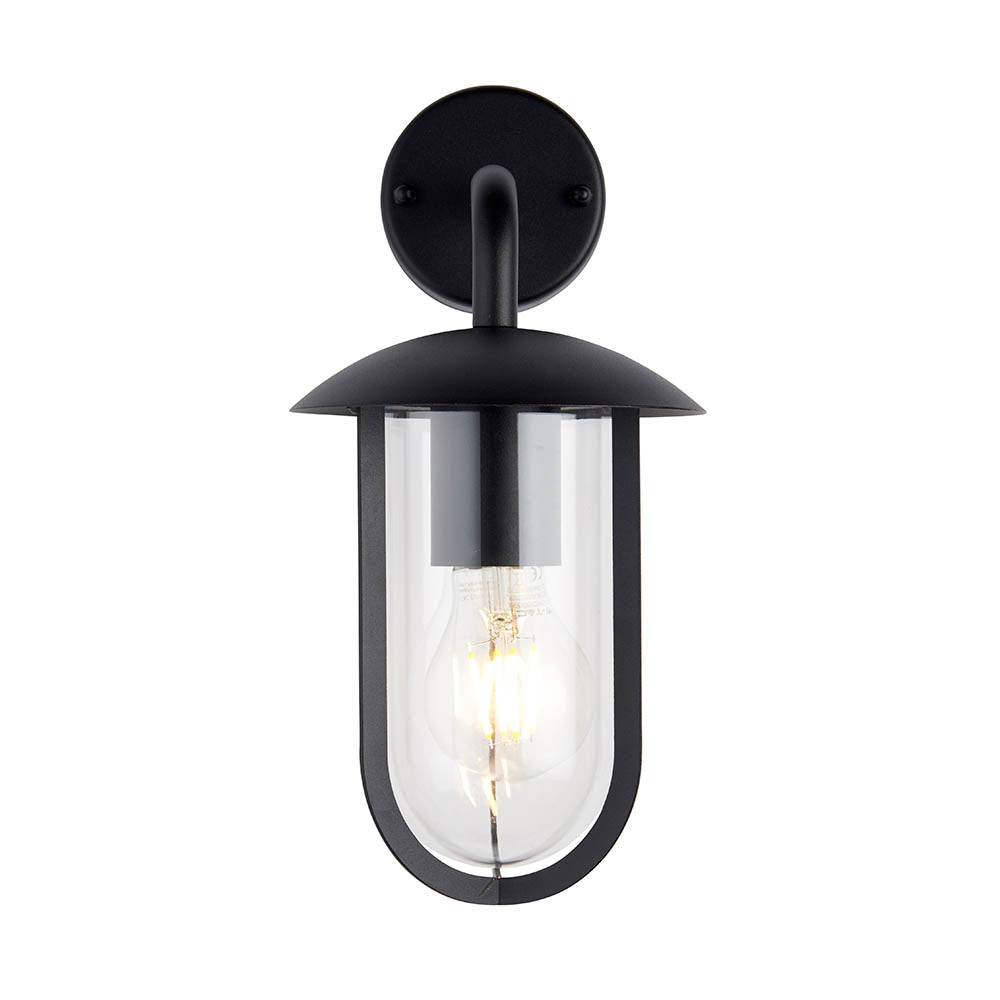 Endon Quinn Single Light Wall - Textured Black & Clear Pc