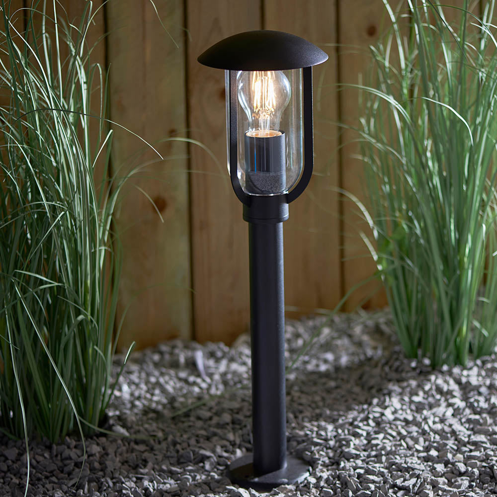 Endon Quinn Single Light Floor Lamp - Textured Black & Clear Pc