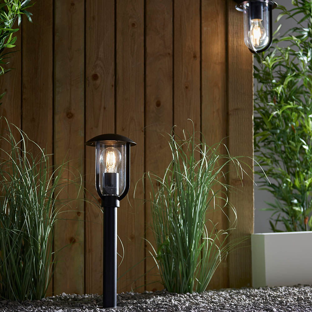 Endon Quinn Single Light Floor Lamp - Textured Black & Clear Pc