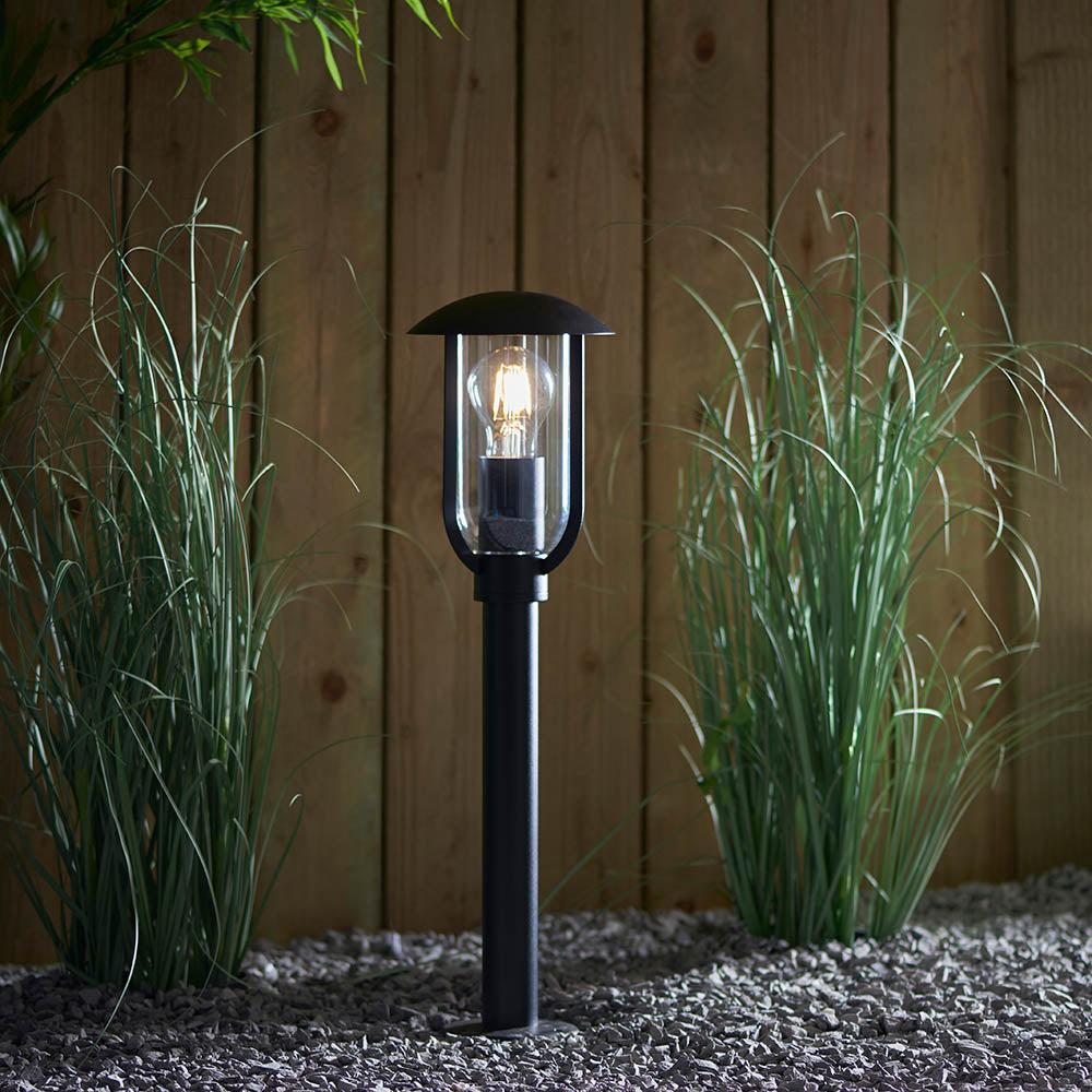 Endon Quinn Single Light Floor Lamp - Textured Black & Clear Pc