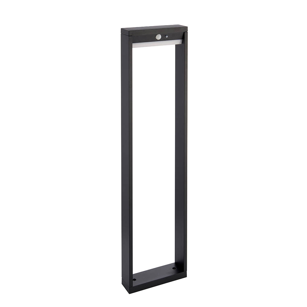 Endon Dannah Single Light Bollard - Photocell And PIR - Solar - Textured Black & White Pc