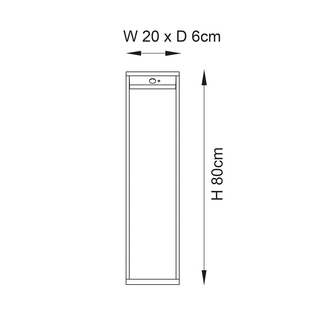 Endon Dannah Single Light Bollard - Photocell And PIR - Solar - Textured Black & White Pc
