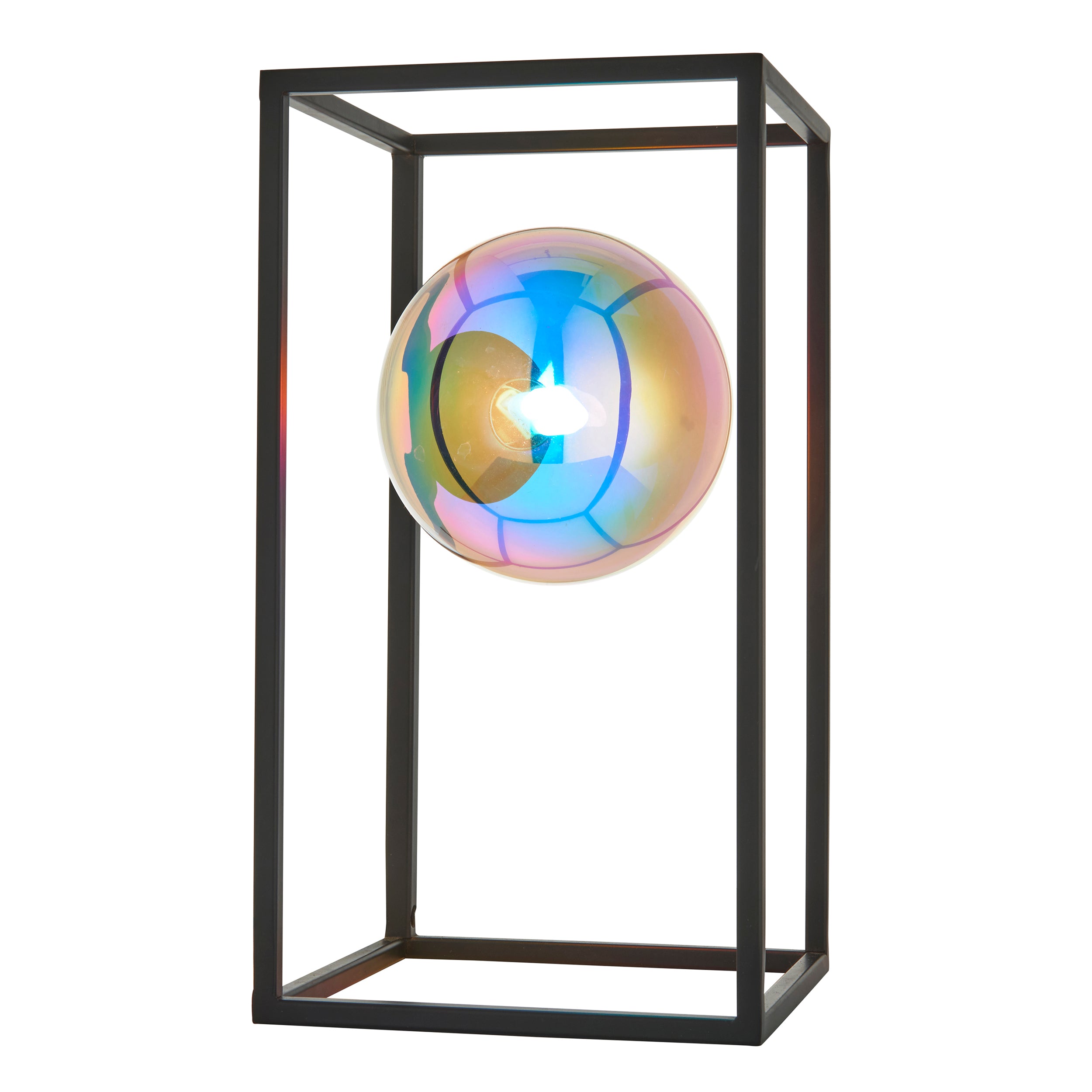 Endon Kinjo Open Frame Table Light - Matt Black & Iridescent Glass