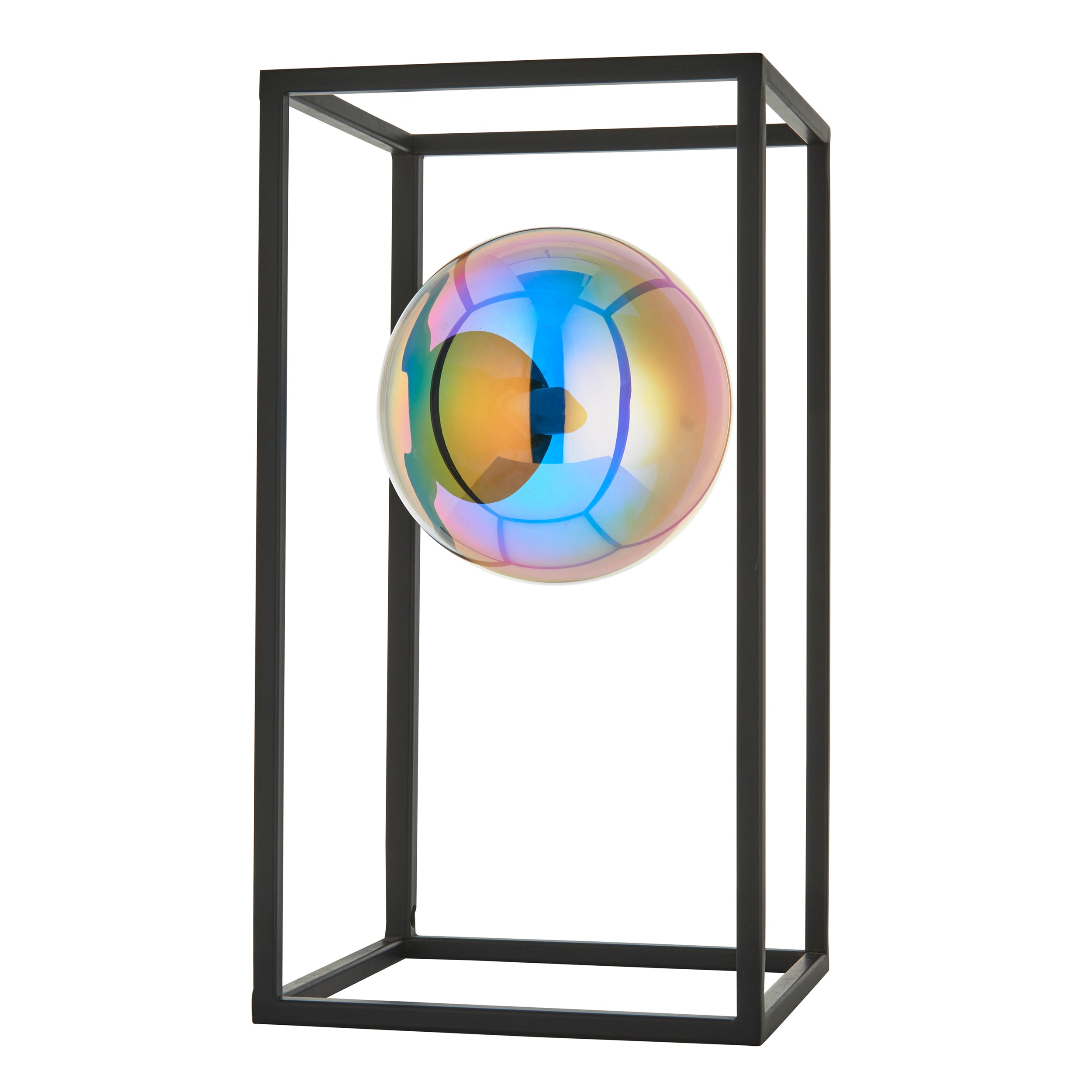 Endon Kinjo Open Frame Table Light - Matt Black & Iridescent Glass