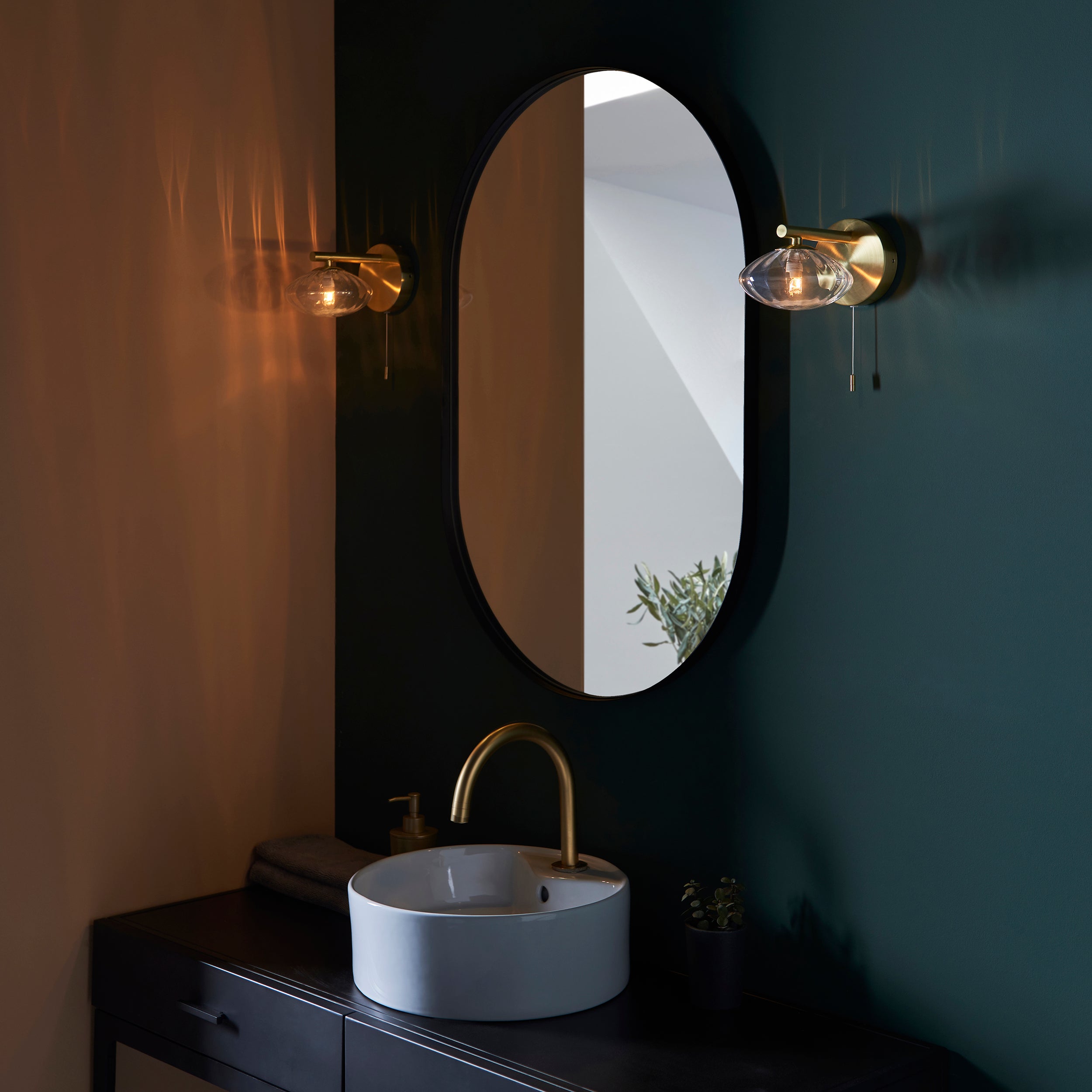 Endon Current Single Wall Light - Brushed Gold & Clear Ribbed Glass
