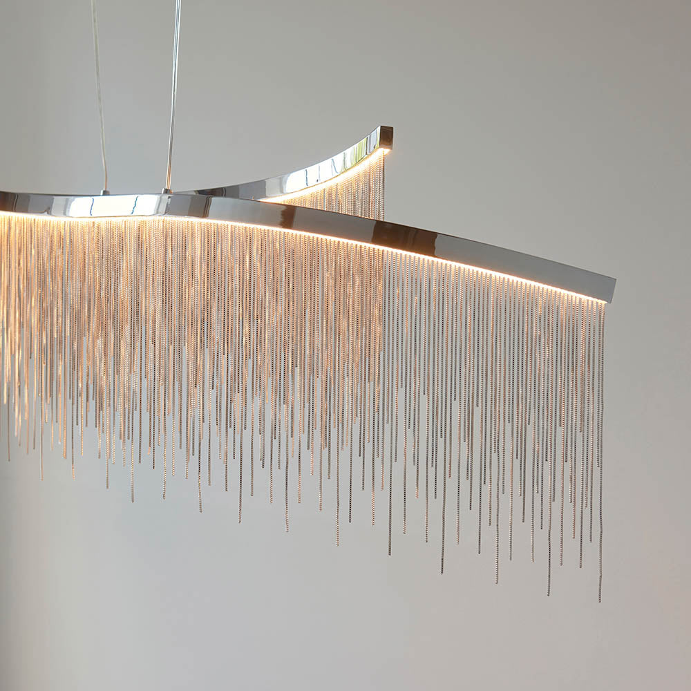 Endon Orphelia 2 Light Pendant - Chrome Plate & Silver Effect Chain