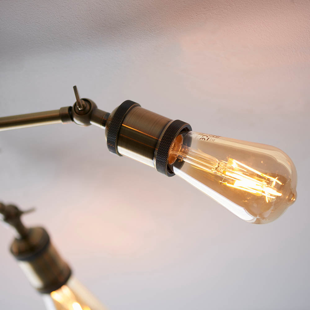 Endon Hal 5 Light Semi Flush - Antique Brass
