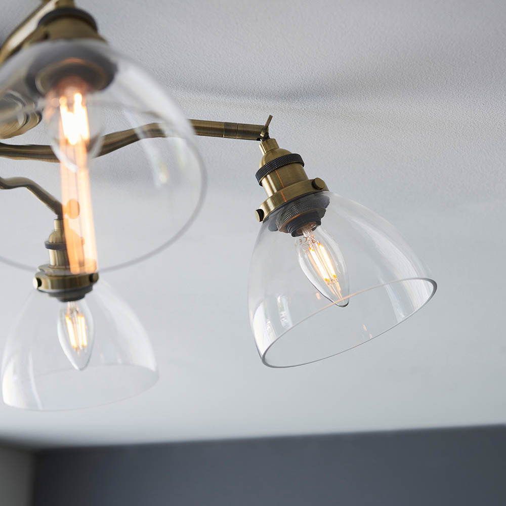 Endon Hansen 5 Light Semi Flush - Antique Brass