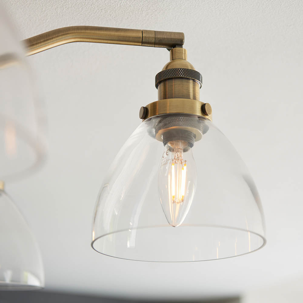 Endon Hansen 5 Light Semi Flush - Antique Brass