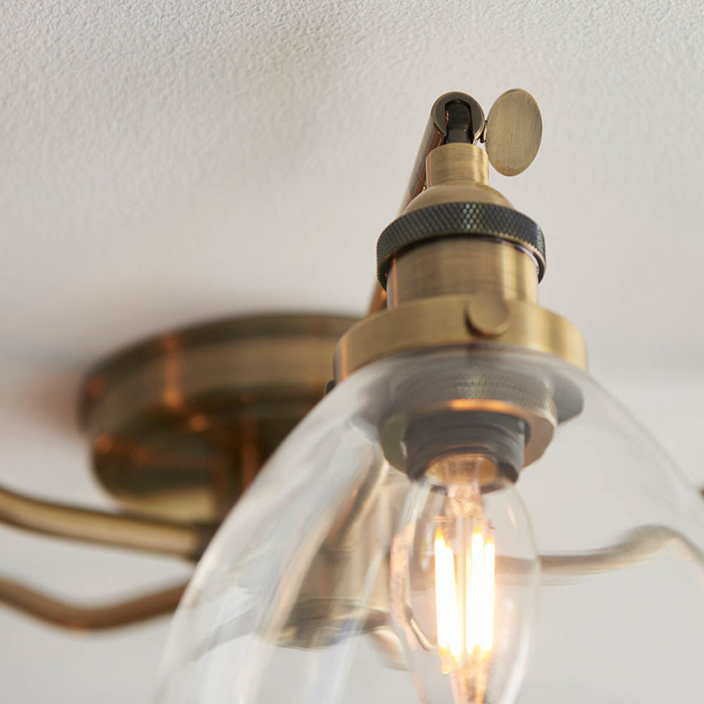 Endon Hansen 5 Light Semi Flush - Antique Brass