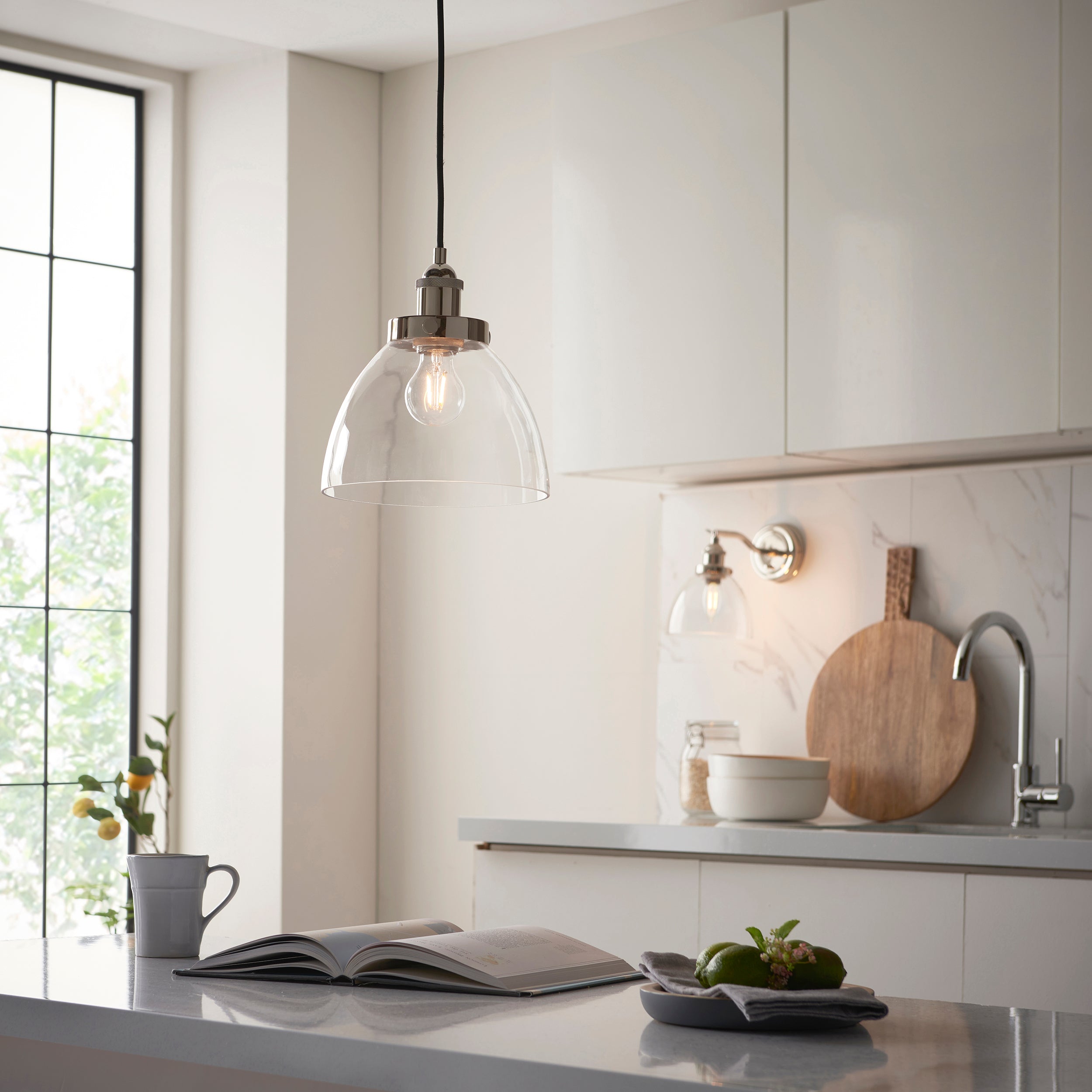 Endon Hansen Single Wall Light - Bright Nickel