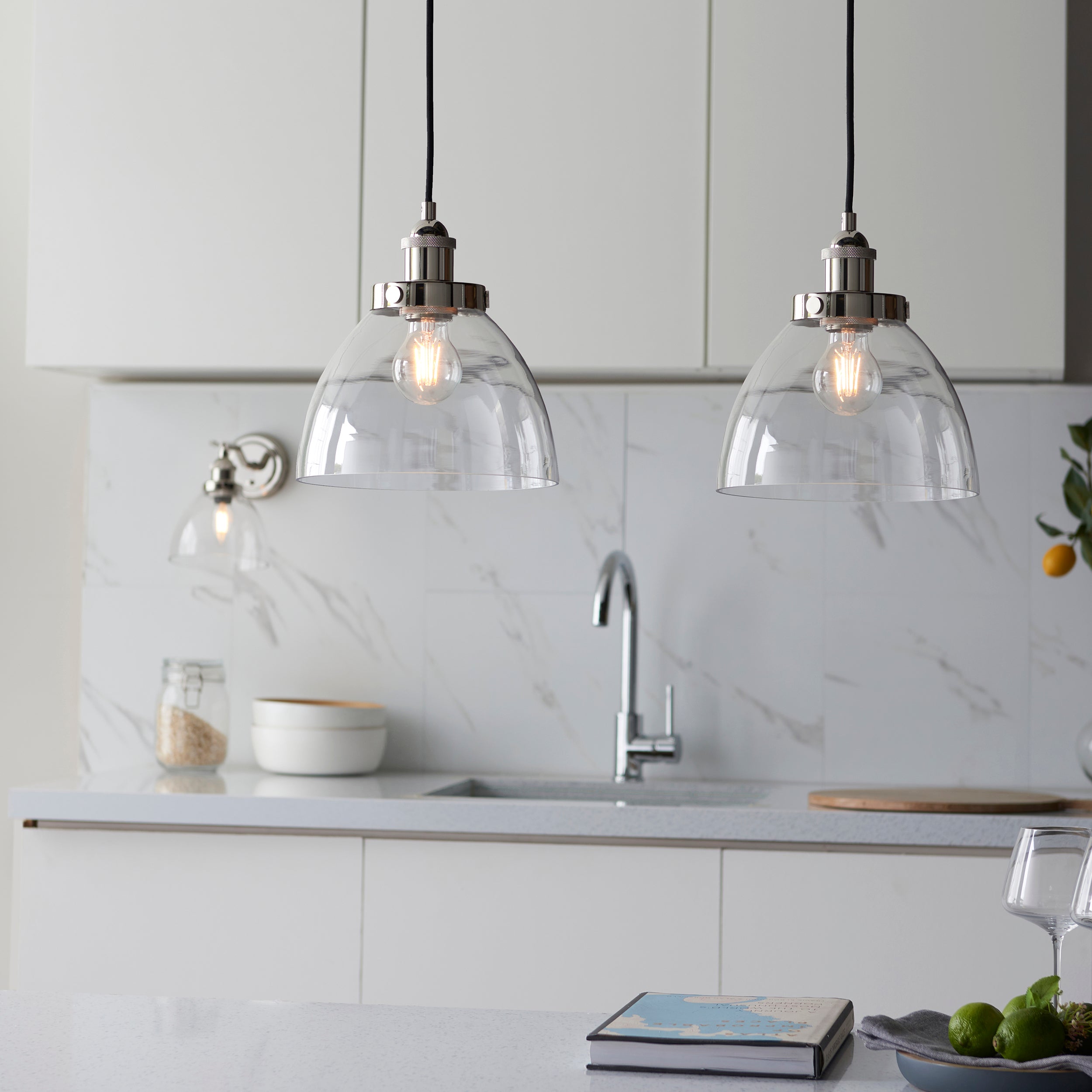 Endon Hansen Single Wall Light - Bright Nickel