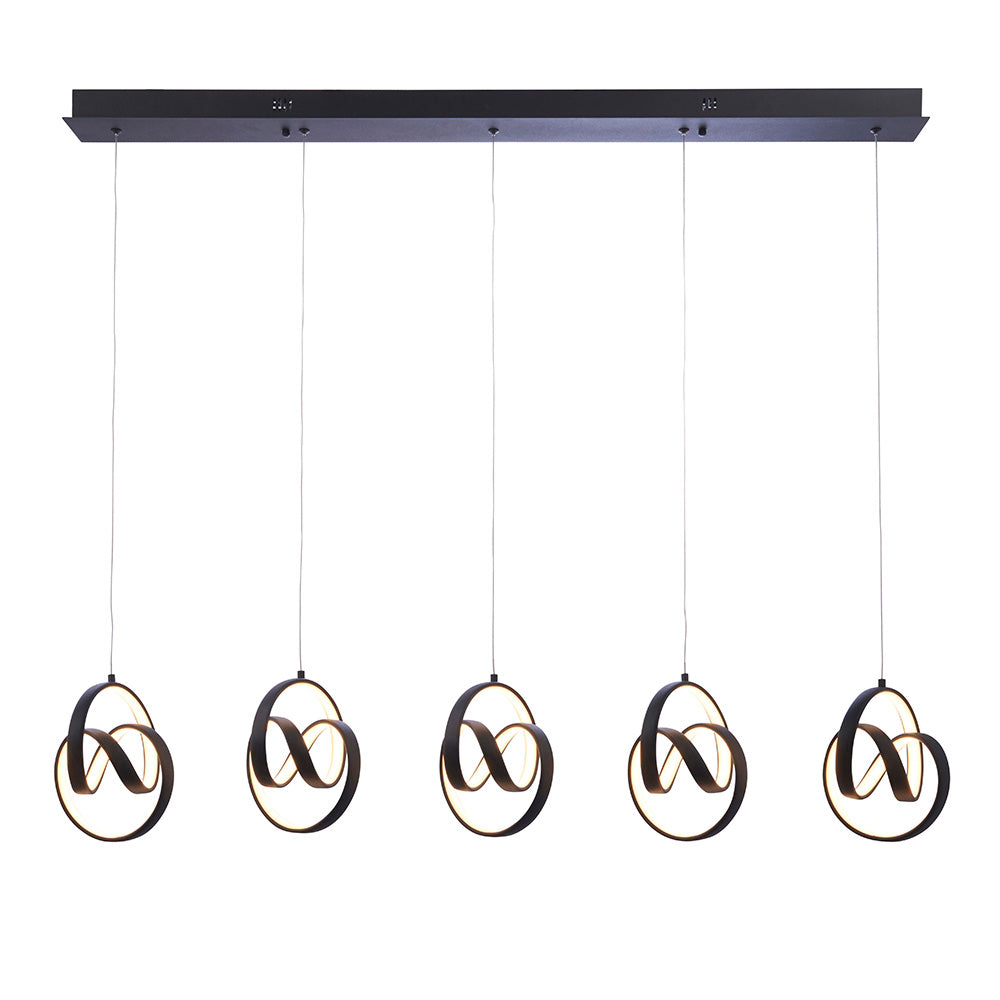 Endon Cosma 5 Light Pendant - Textured Black & White Silicone