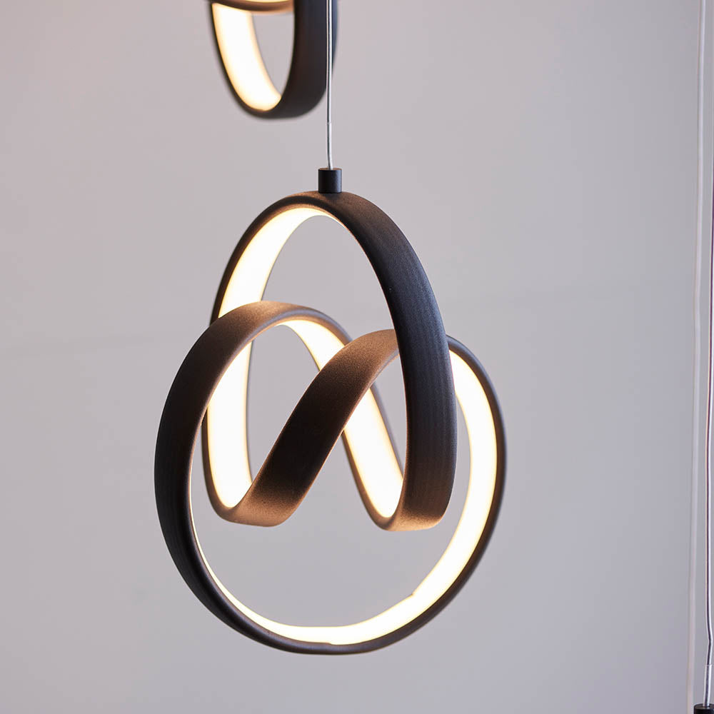 Endon Cosma 8 Light Pendant - Textured Black & White Silicone