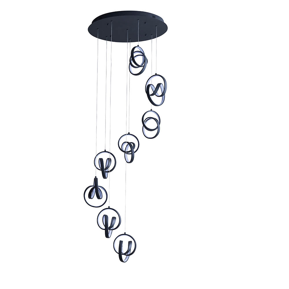 Endon Cosma 8 Light Pendant - Textured Black & White Silicone