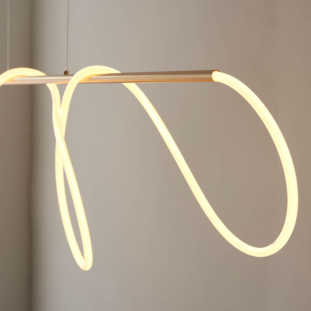 Endon Attalea Single Light Linear Pendant - Satin Gold Paint & White Silicone