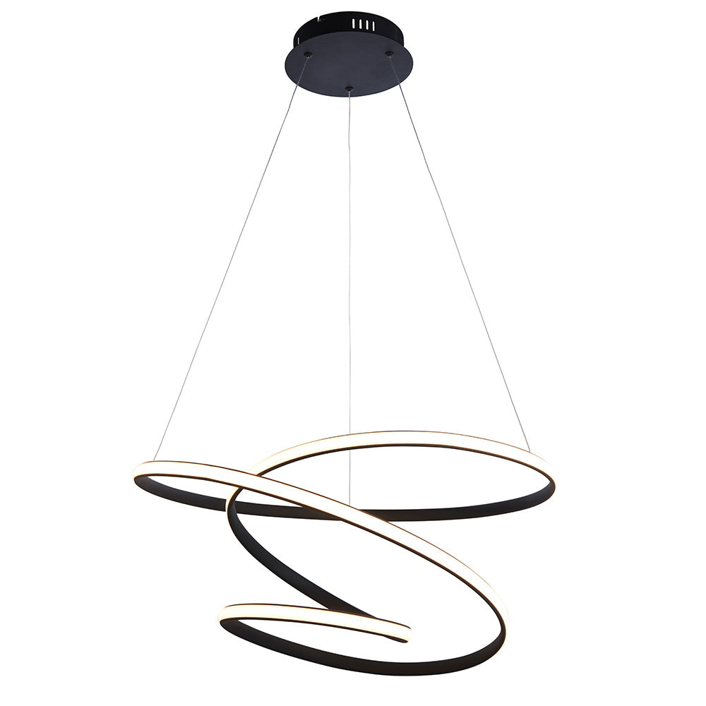 Endon Dune Single Light Pendant - Textured Black & White Silicone