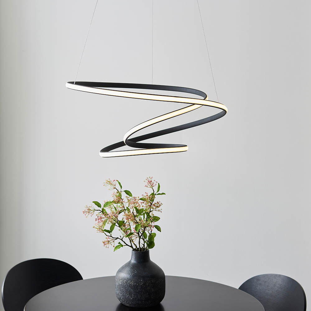 Endon Dune Single Light Pendant - Textured Black & White Silicone
