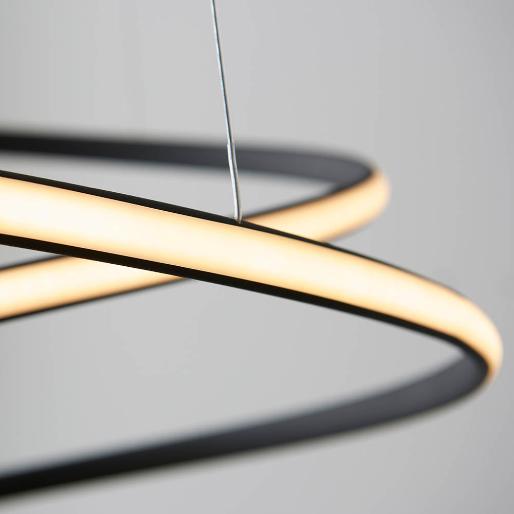 Endon Dune Single Light Pendant - Textured Black & White Silicone