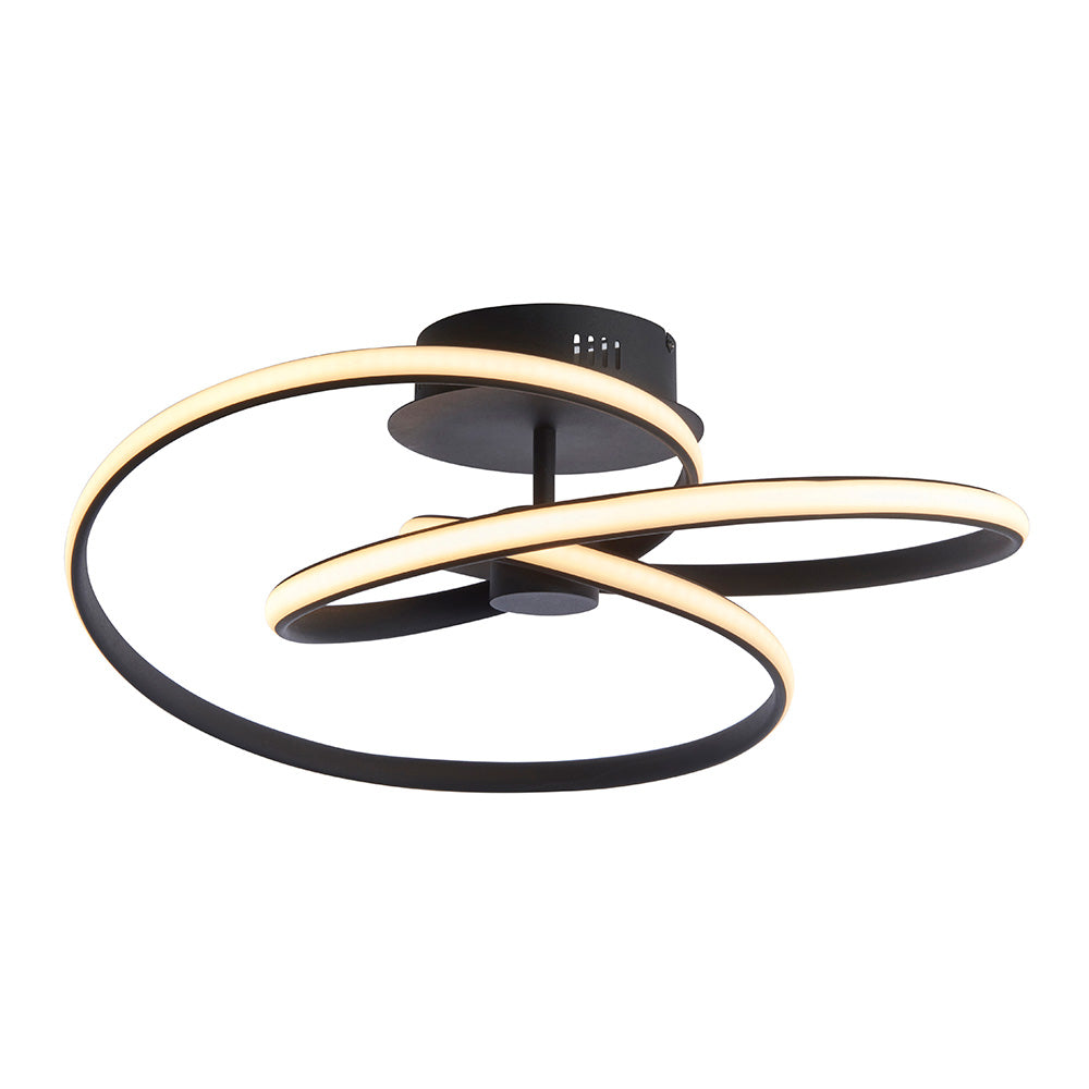 Endon Dune Single Light Semi Flush - Textured Black & White Silicone