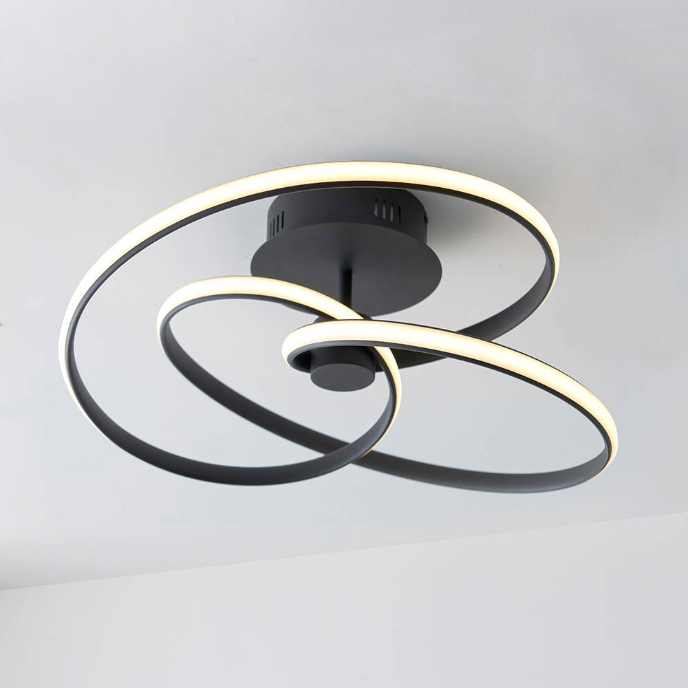 Endon Dune Single Light Semi Flush - Textured Black & White Silicone