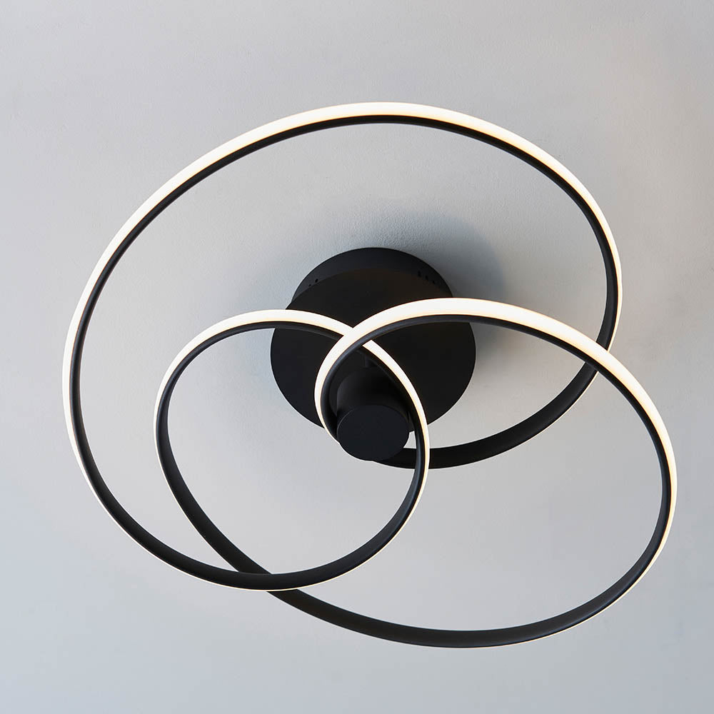 Endon Dune Single Light Semi Flush - Textured Black & White Silicone