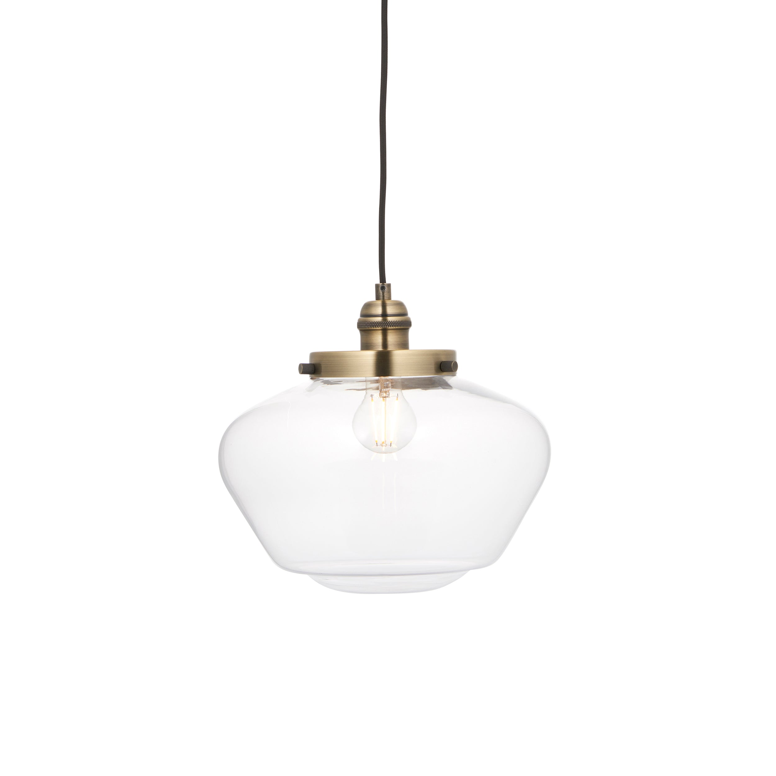 Endon Camberley Pendant Light - Antique Brass With Clear Glass