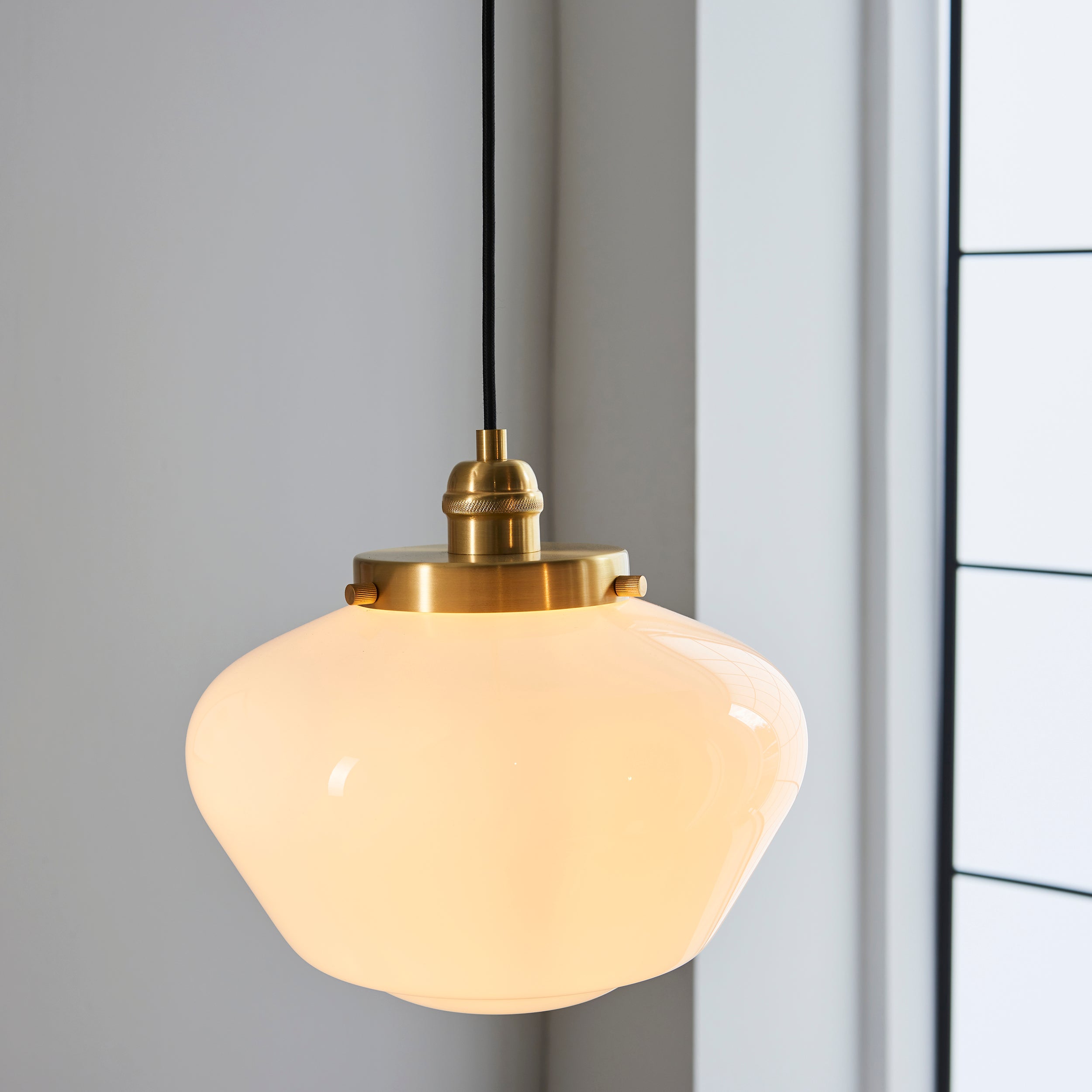 Endon Camberley Pendant Light - Shiny Brass With Opal Glass