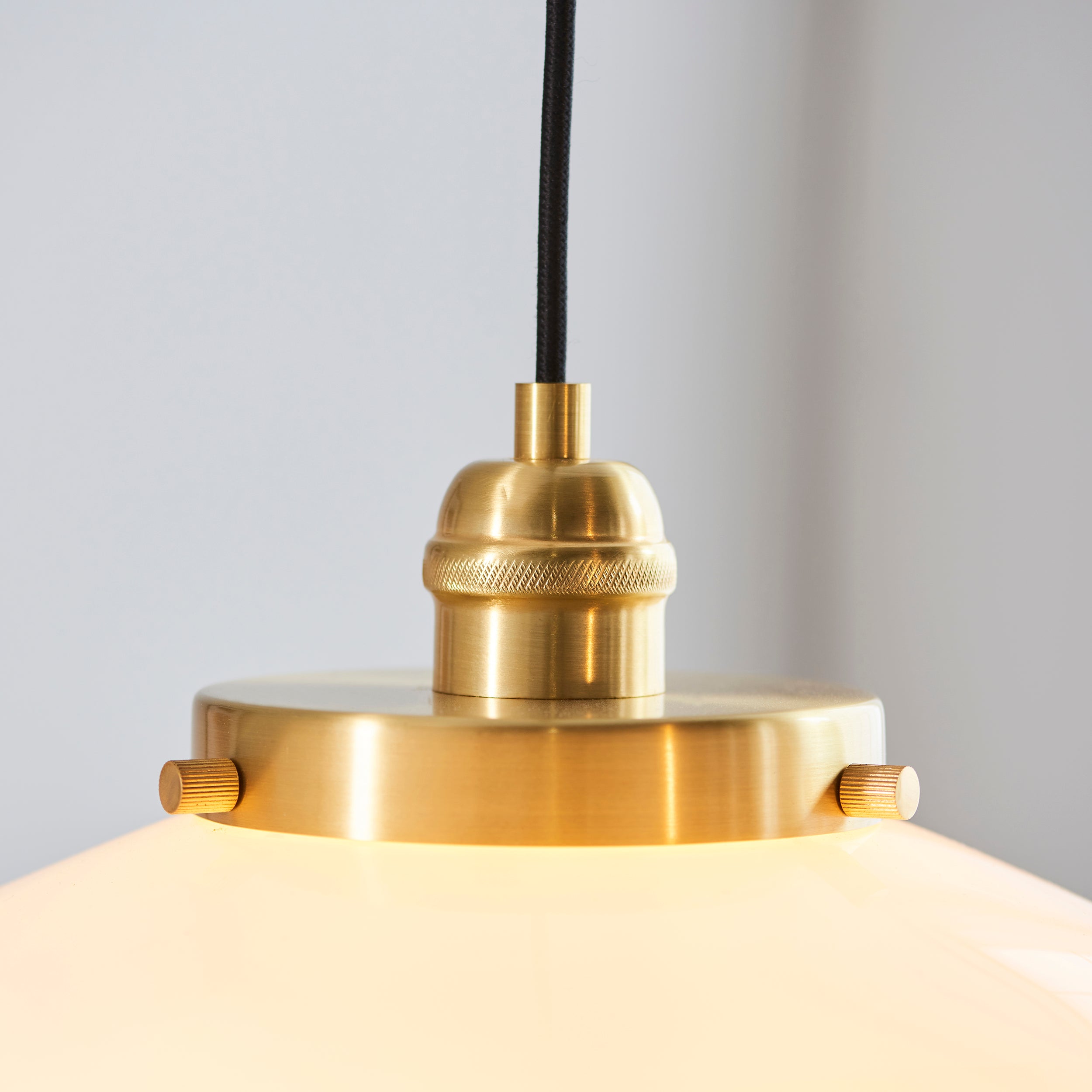 Endon Camberley Pendant Light - Shiny Brass With Opal Glass