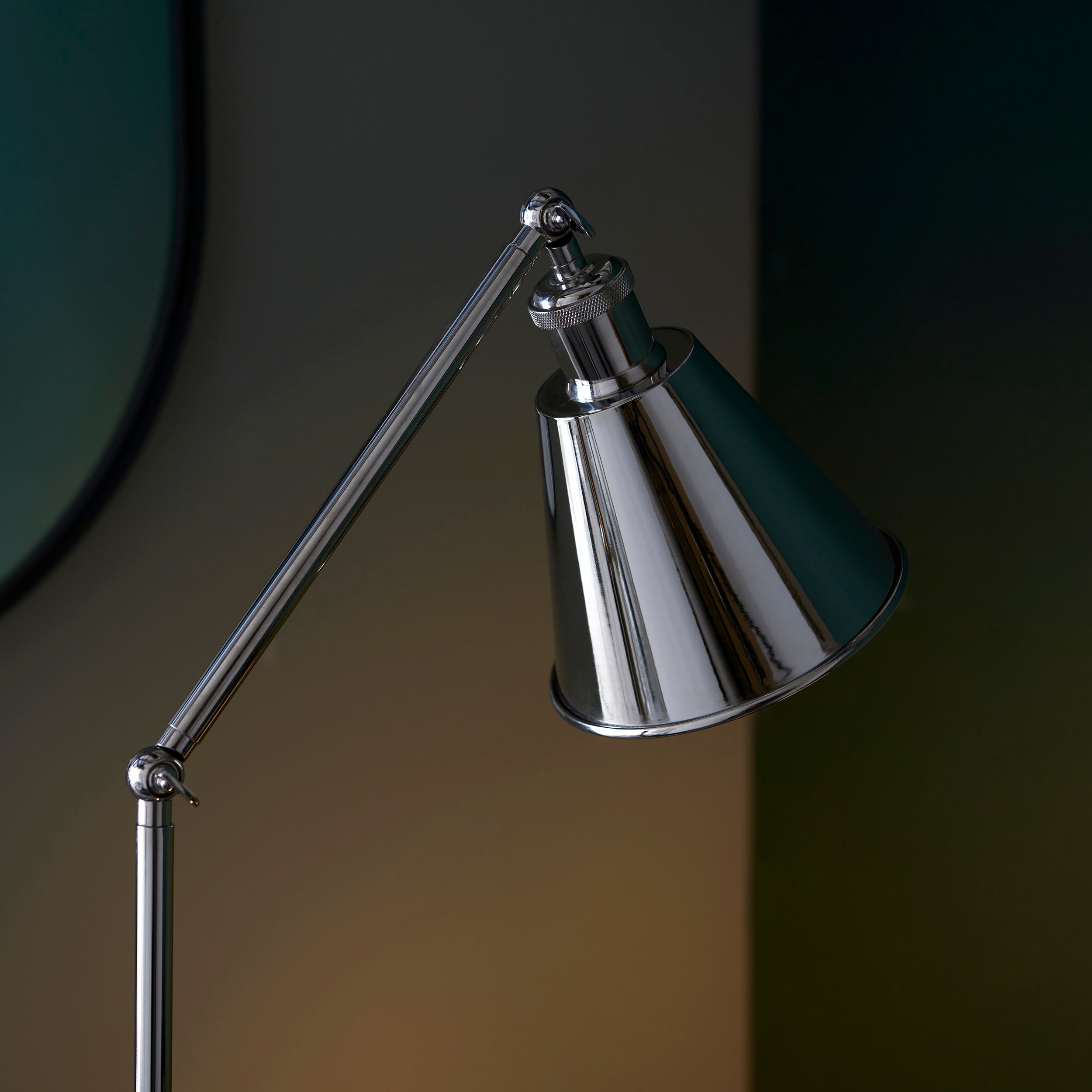 Endon Hal Single Light Floor Lamp - Bright Nickel & Satin White