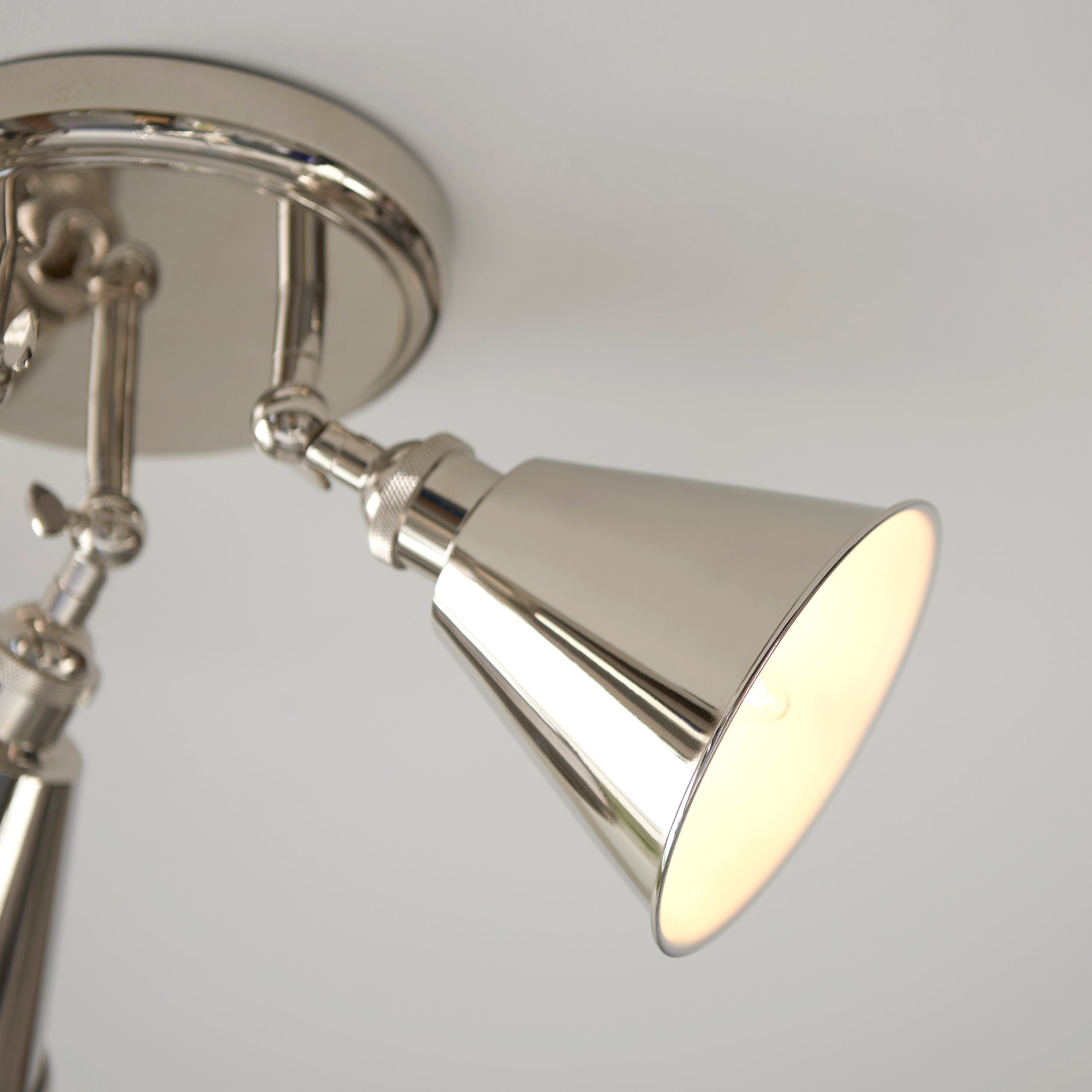 Endon Hal 3 Light Spotlight - Bright Nickel & Satin White