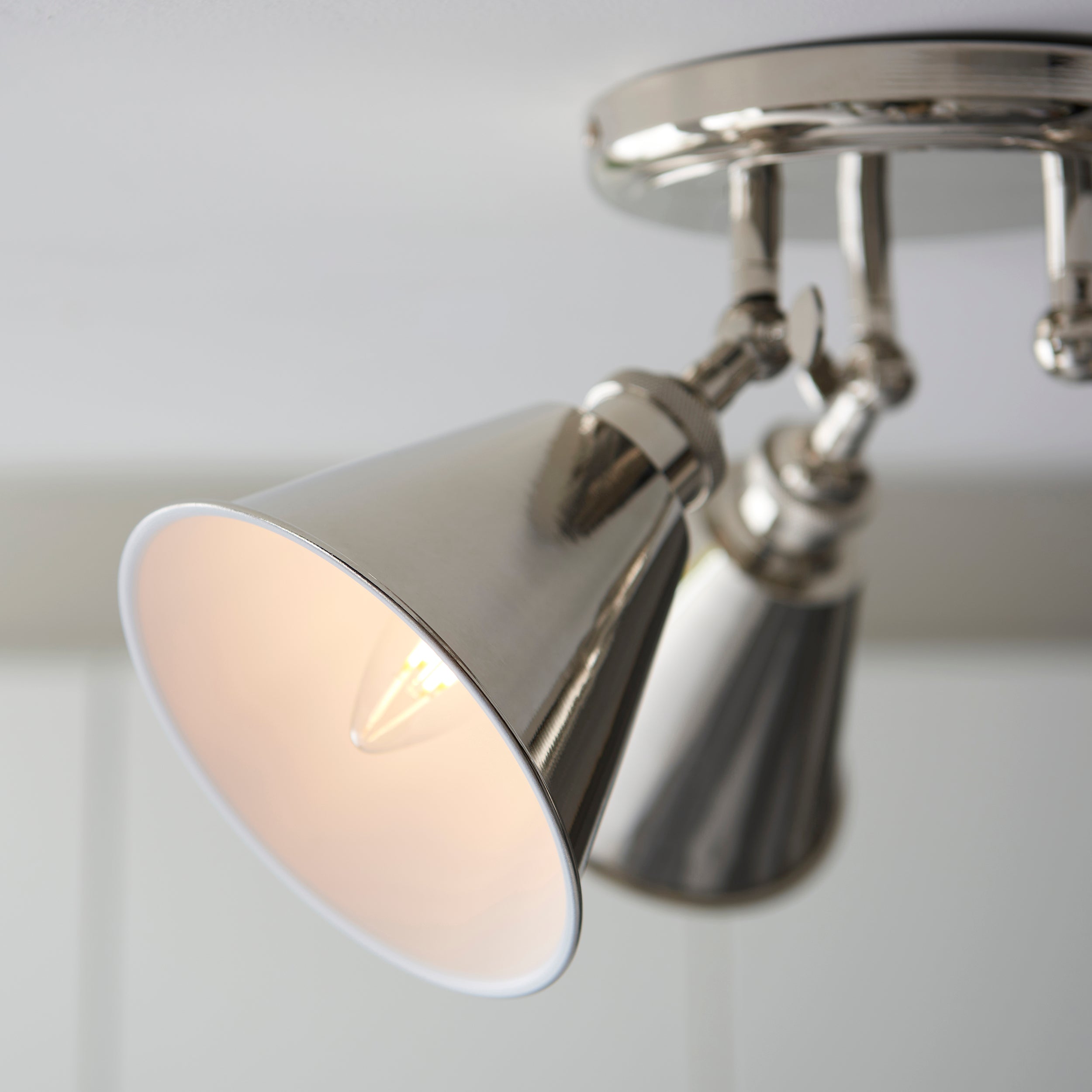 Endon Hal 3 Light Spotlight - Bright Nickel & Satin White