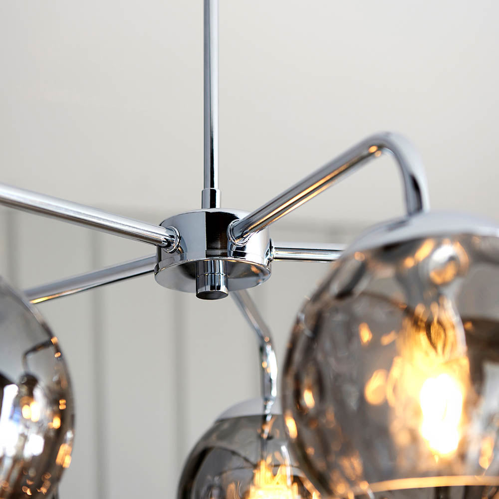 Endon Dimple 5 Light Pendant - Smoked Glass & Polished Chrome