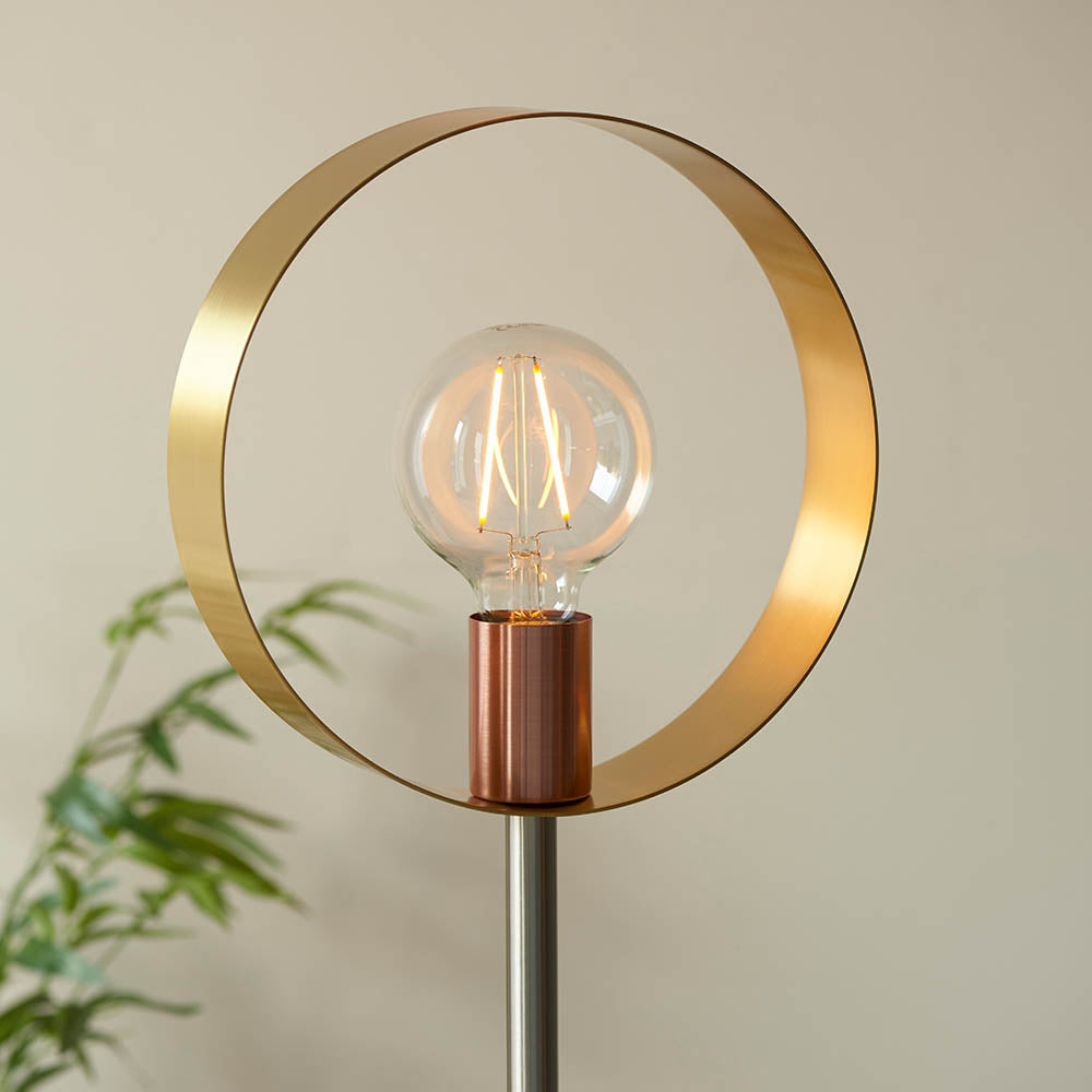 Endon Hoop Single Floor Lamp - Brushed Copper, Nickel & Brass