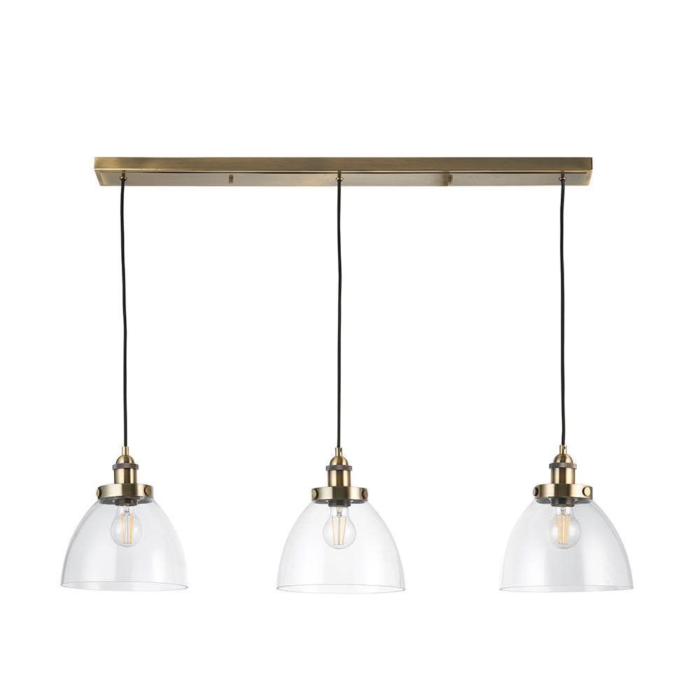 Endon Hansen 3 Light Linear Pendant - Antique Brass
