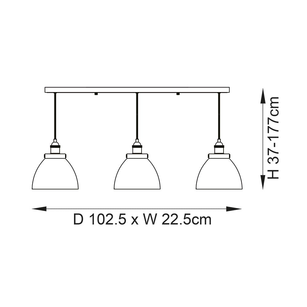 Endon Hansen 3 Light Linear Pendant - Antique Brass