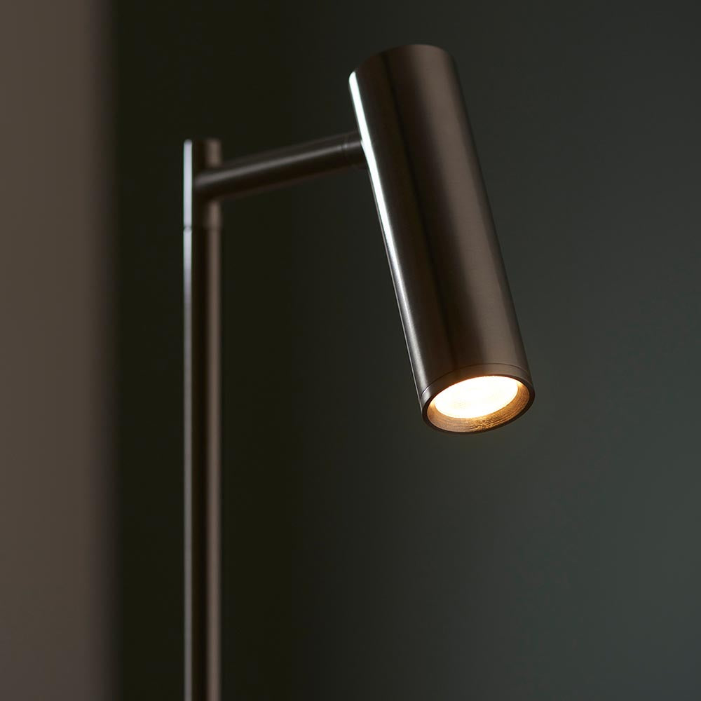 Endon Dedicated Reader Single Floor Light - Satin Nickel Plate