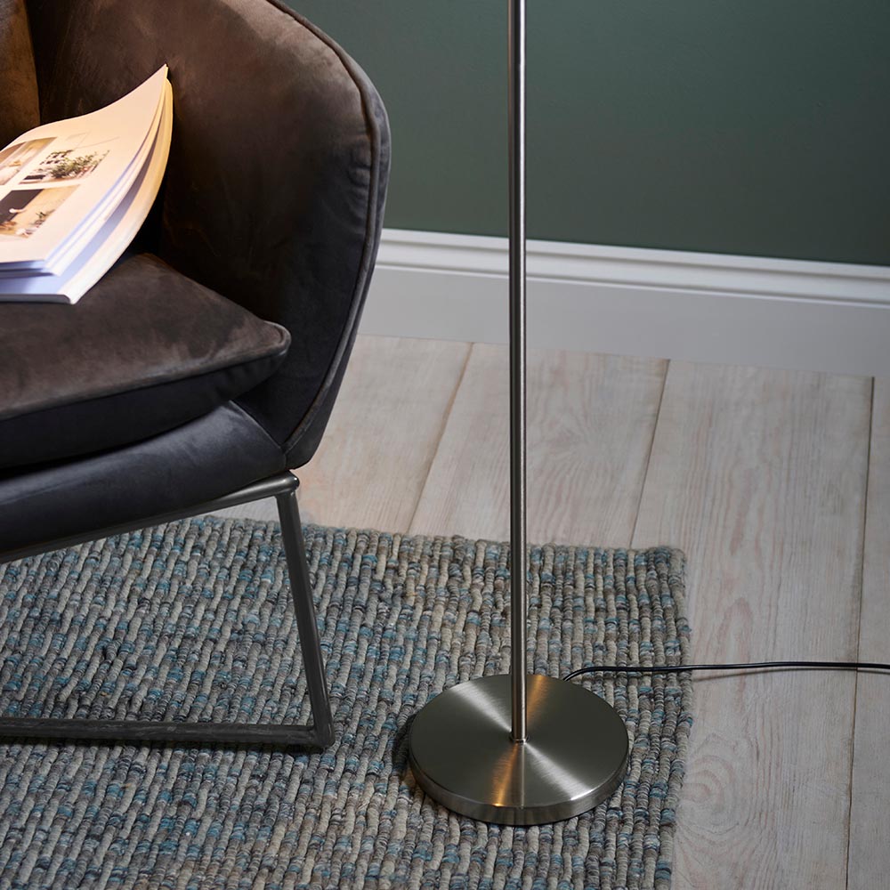 Endon Dedicated Reader Single Floor Light - Satin Nickel Plate