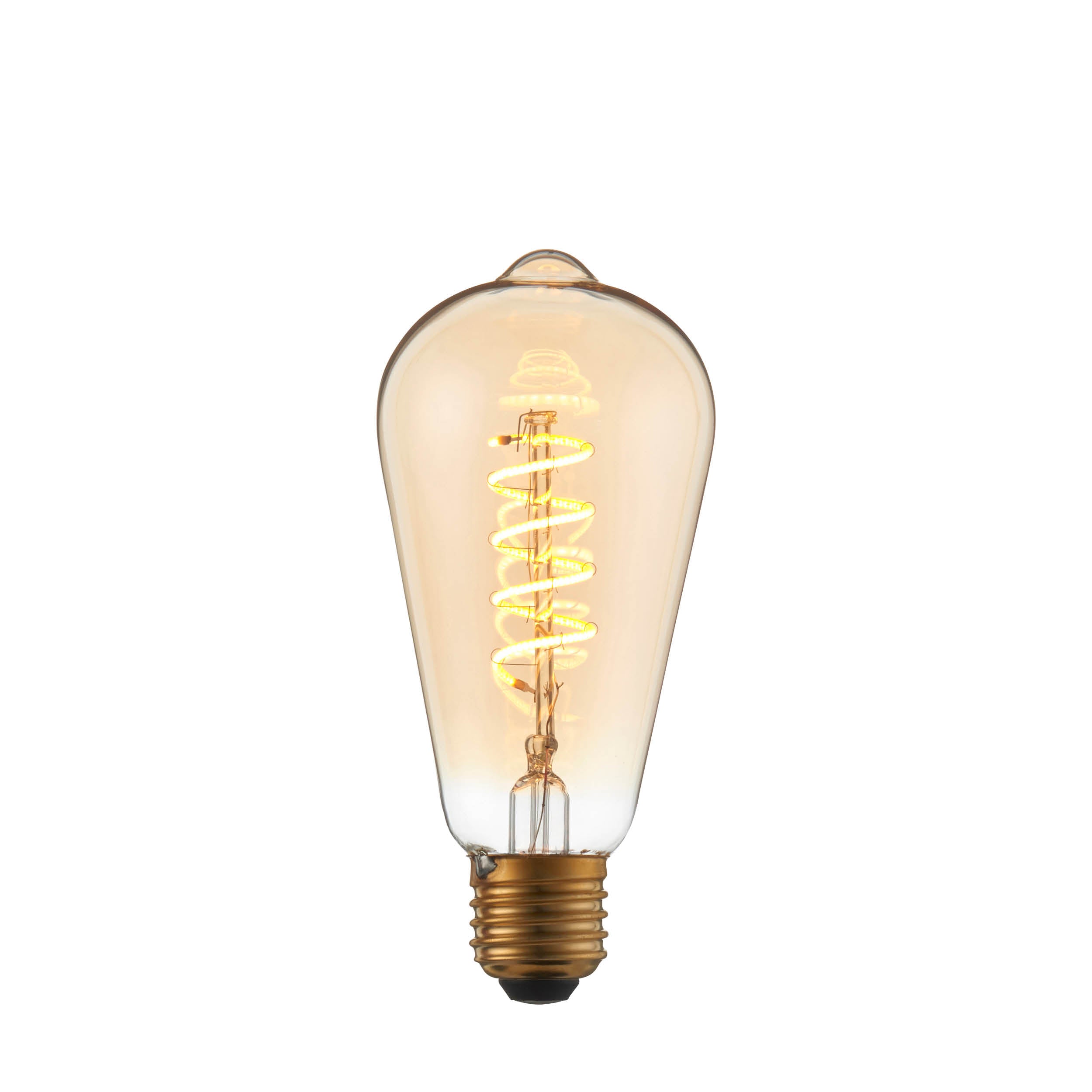Endon Twist E27 LED 4W Filament Bulb - 2200K - Dimmable - Amber Glass