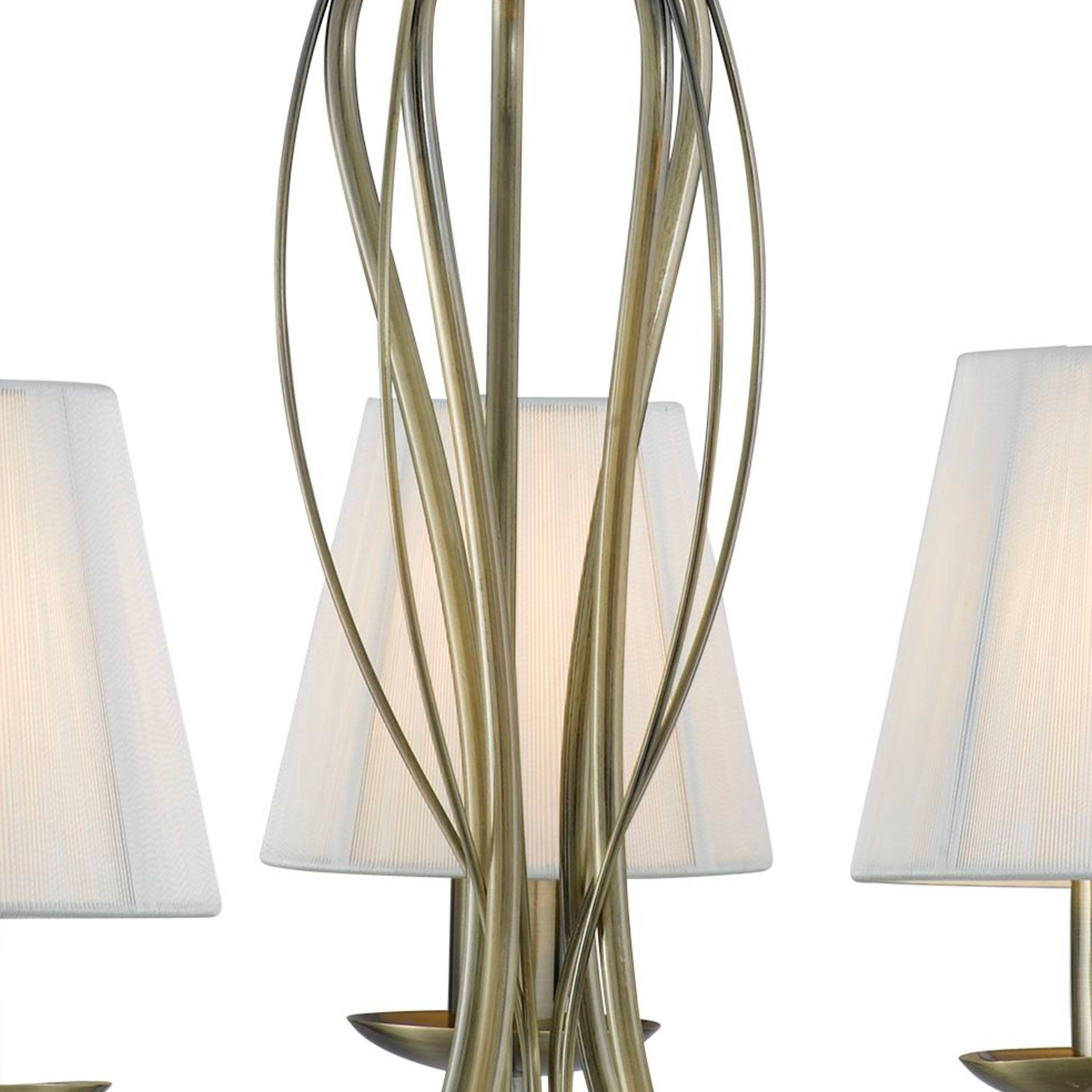 Searchlight Althorp 5 Light Pendant - Antique Brass & Ivory String Fabric