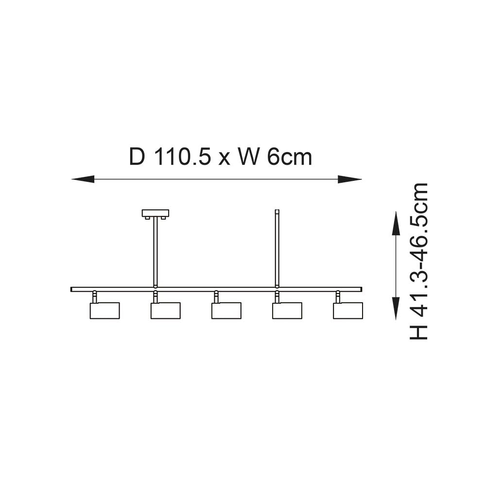 Endon Rez 5 Light Bar Spotlight - Matt Black