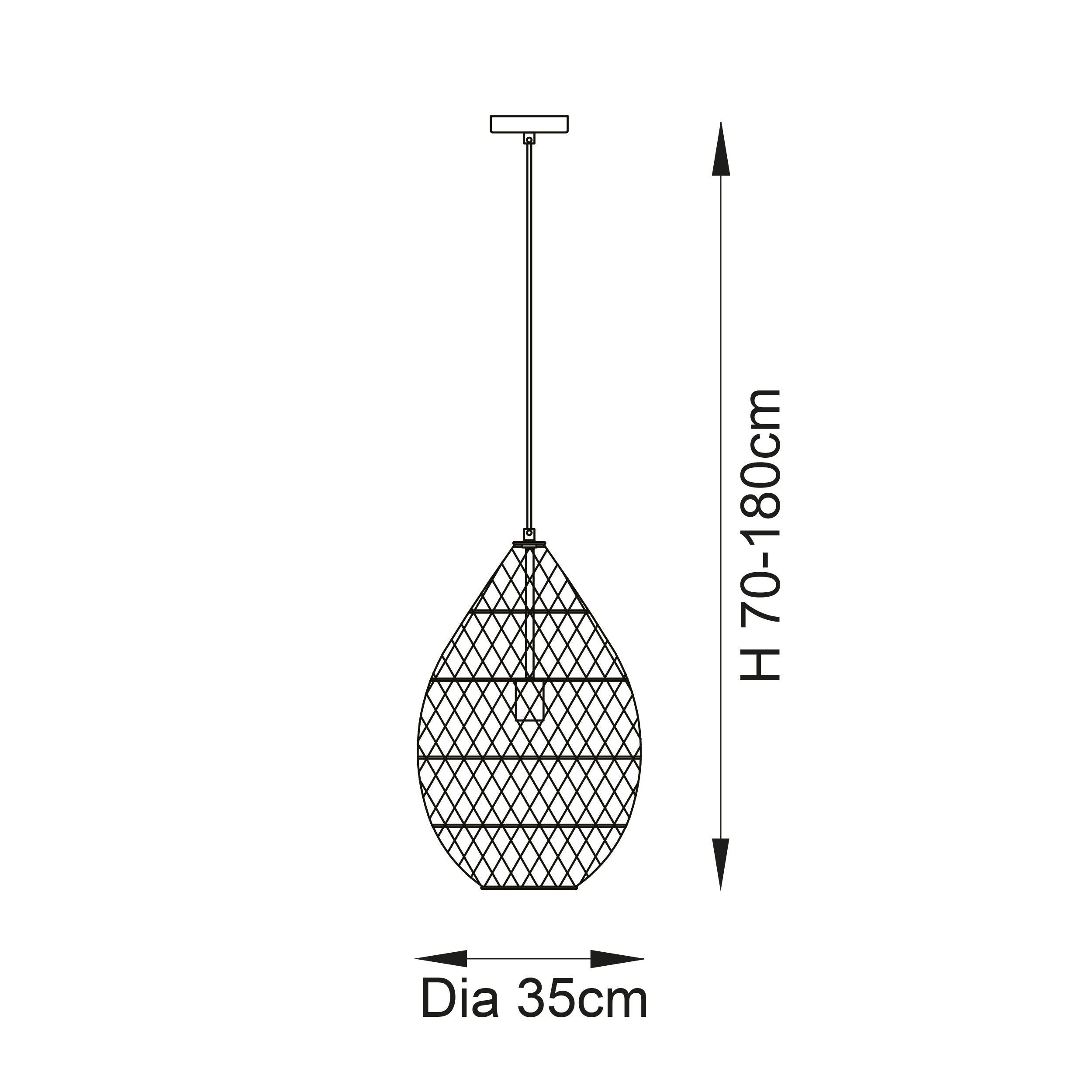 Endon Pimva Rattan Ceiling Pendant - Black