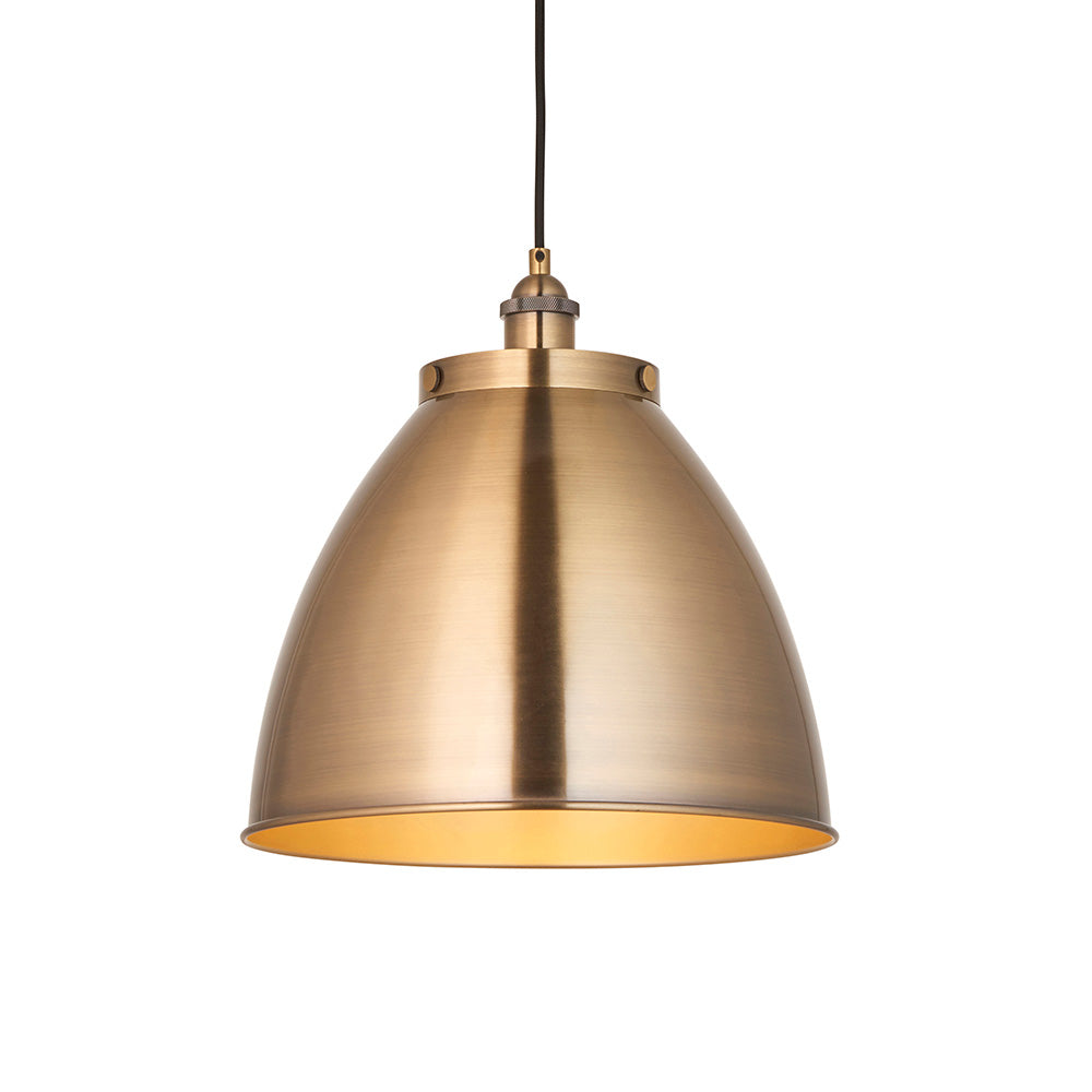 Endon Franklin Large Single Pendant - Antique Brass Plate