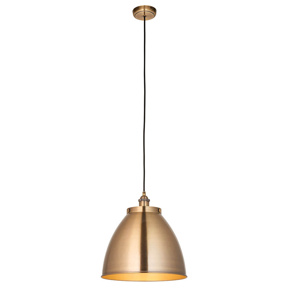Endon Franklin Large Single Pendant - Antique Brass Plate