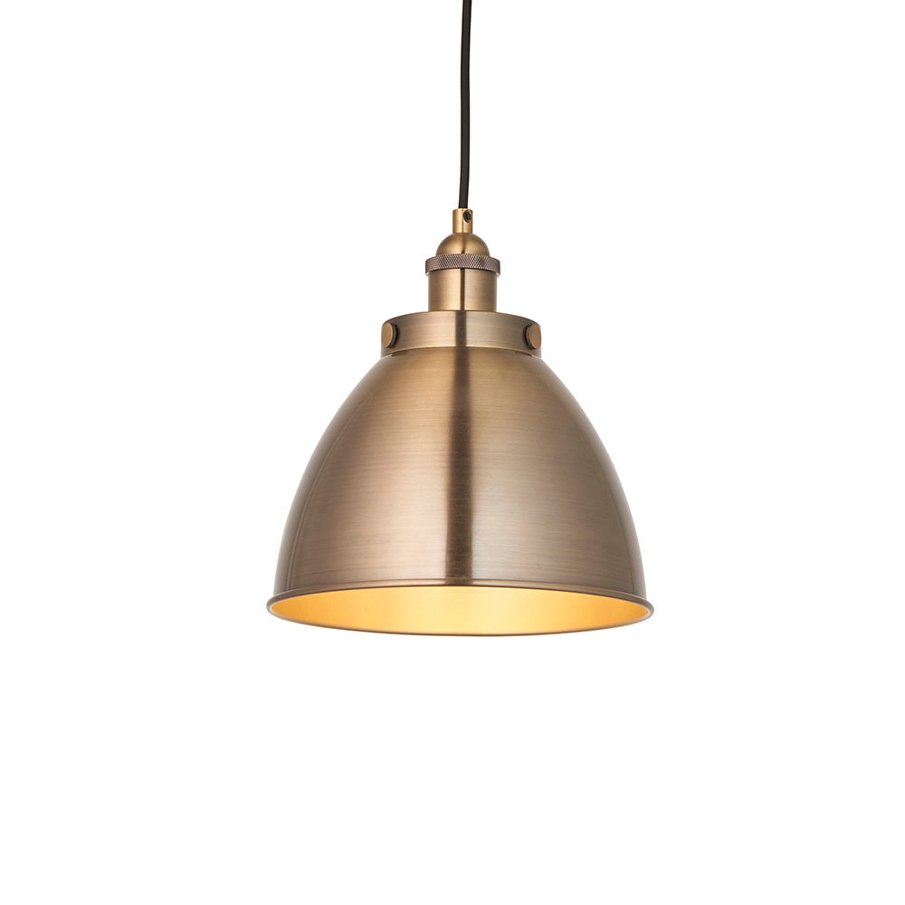 Endon Franklin Small Single Pendant - Antique Brass Plate