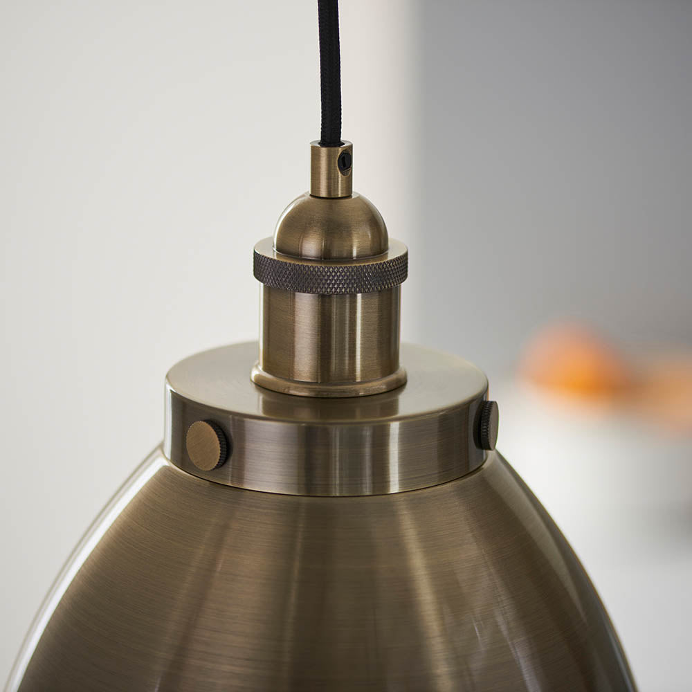 Endon Franklin Small Single Pendant - Antique Brass Plate