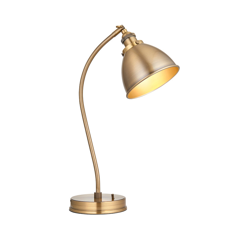 Endon Franklin Single Task Table Lamp - Antique Brass Plate