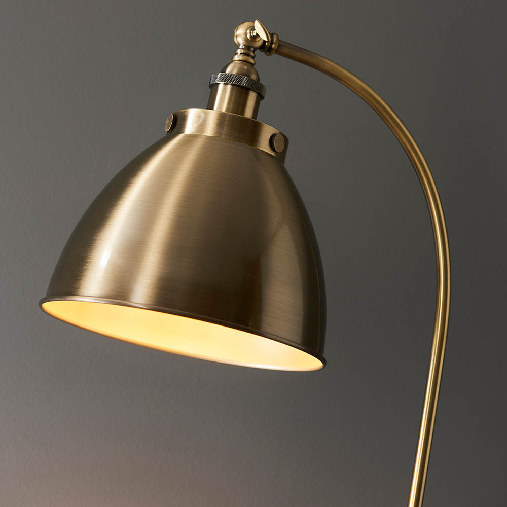 Endon Franklin Task Floor Lamp - Matt Black & Antique Brass